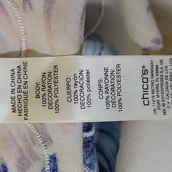 Chico's Palm Print Embroidered Open Front Kimono Size Medium - Picture 6 of 8